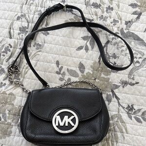 Michael Kors Black Crossbody Bag with Silver Logo